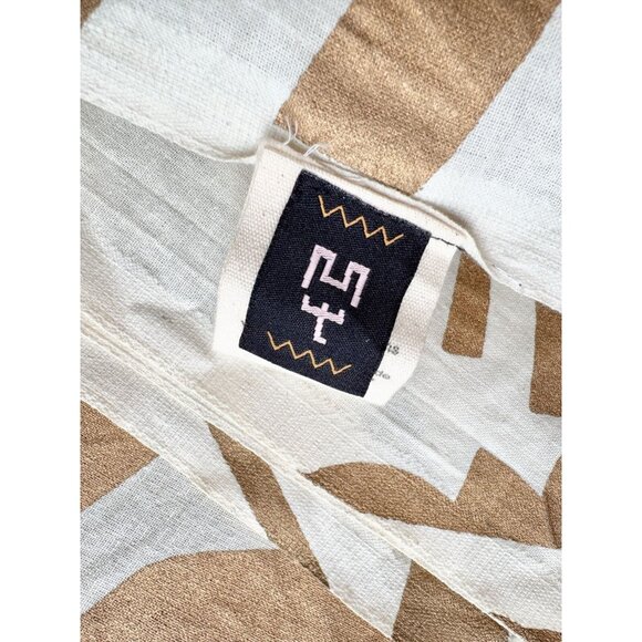 ANTHROPOLOGIE Ivory Gold Mystic Eye Print 100% Cotton 106" x 84" Fabric - Picture 11 of 14